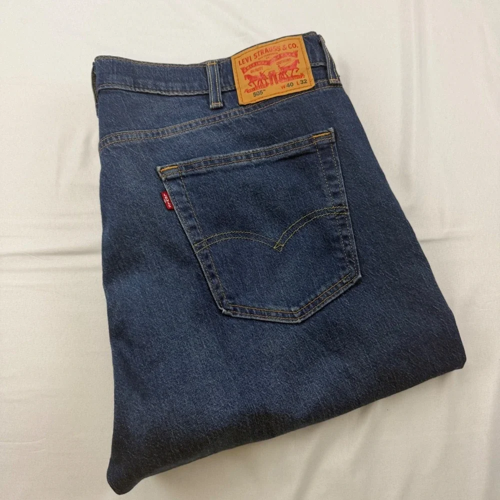 Levi's 505 Regular Fit Jeans Mens 40x32 Blue Straight‎ Leg Denim 00505-3172